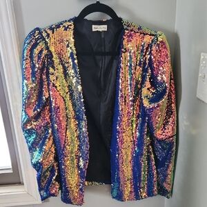 Southern Fried Chics Medium Sequin Multicolor Jacket Blazer